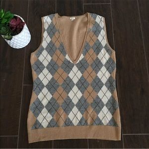J. crew argyle nude cream vest small